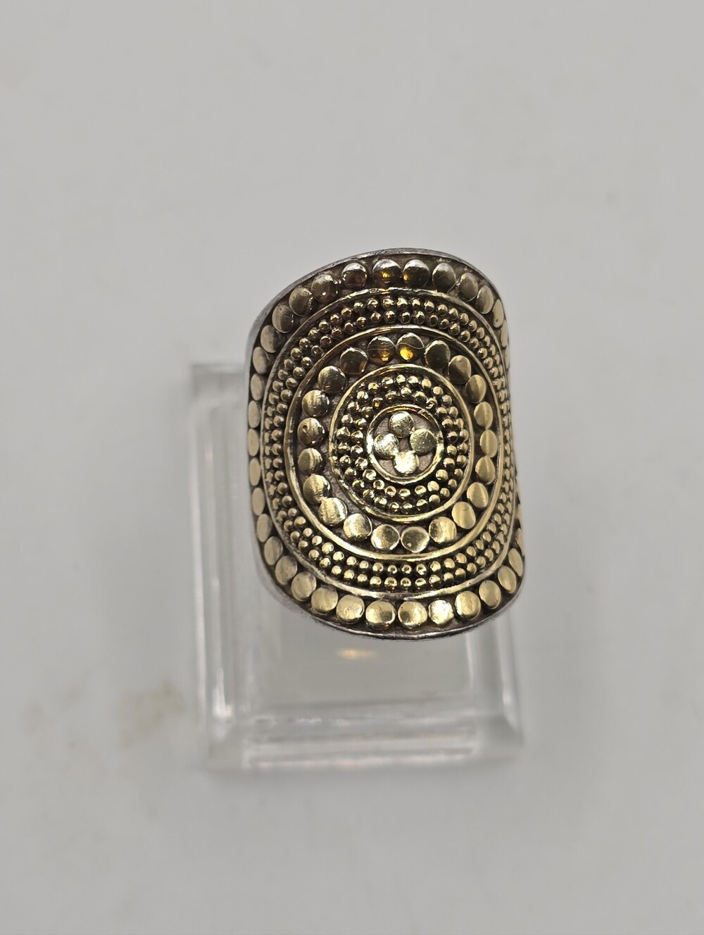 Anna Beck 925 Sterling Silver & Gold Vermeil Saddle Shield Ring Size 6